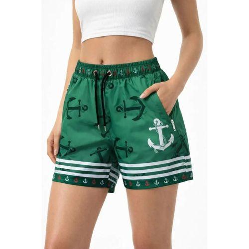 Deniz Şortu Fermuarlı Cepli File Astarlı Hızlı Kuruyan Premium - Yeşil