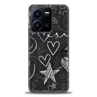 Xiaomi Redmi Note 12 5G Kılıf HD Baskılı Kılıf - Siyah Kalp ve Notalar + Tam Ekran Koruyucu