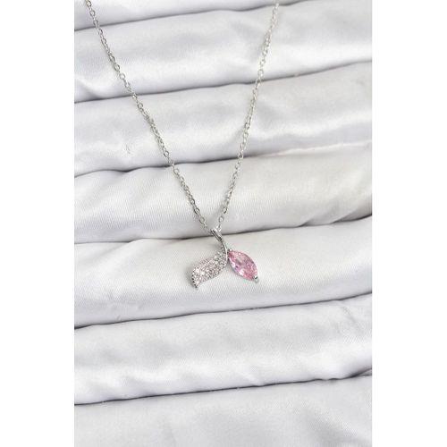 316L Çelik Zincir Gümüş Renk Balık Kuyruğu Model Zirkon Taşlı Kadın Kolye