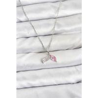 316L Çelik Zincir Gümüş Renk Balık Kuyruğu Model Zirkon Taşlı Kadın Kolye