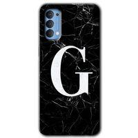 Oppo Reno 4 HD Baskılı Kılıf + 9D Tam Ekran Koruyucu - Siyah Mermer Desenli G Harfi