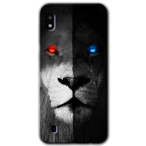 MRCİLETİSİM Samsung Galaxy A10 Kılıf Baskılı Kapak - Fire and Ice Lion + 5D Tam Kaplayan Cam