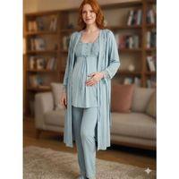 Bone 6205 Kadın 3'lü Jakarlı Sabahlıklı Lohusa Pijama Takımı