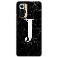 MRCİLETİSİM Xiaomi Redmi Note 10 Pro Kılıf Baskılı Kapak - Siyah Mermer Desenli J Harfi + 5D Tam Kaplayan Cam