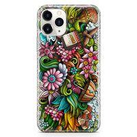 Apple iPhone 11 Pro Max Kılıf Spring Doodle Arka Kapak Koruma Desenli Full Koruyucu