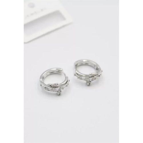 Taşlı Çivi Küpe - Gümüş