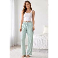 Viskon Pamuklu Kadın Açık Gri Desenli Pijama Pantolon - MG008 - Mudanis