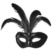 Siyah Renk Rugan Kaplama Siyah Tüylü Parti Maskesi 18x20 Cm