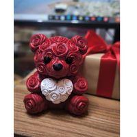 10 Cm 3d Kalp Tutan Ayıcık Dekoratif Sevgililer Günü Hediyesi