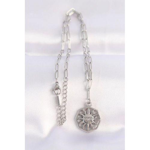 316L Çelik Zincir Gümüş Renk Güneş Kolye