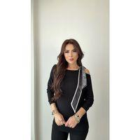 Kadın Uzun Kollu Fular Detay çilek Kumaş Bluz