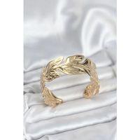 Gold Renk Pirinç Levha Yaprak Model Kadın Bileklik