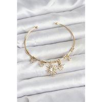 Güneş Charmlı Gold Renk Pirinç Kadın Bileklik