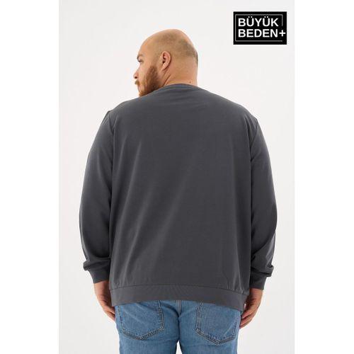 Erkek Büyük Beden Bisiklet Yaka ince Sweatshirt SPR24BSW56