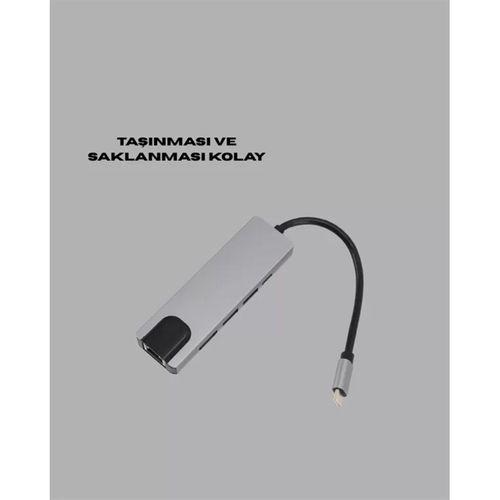 Type‑c Dönüştürücü – 2×usb3.0, Sd/ms, 4k Hdmı & Rj45 İle Profesyonel Kullanım