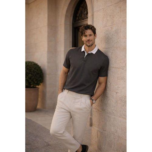 Arthur Regular Fit Nova Pike Kumaş Polo Yaka T-Shirt - Füme