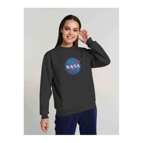 X Nasa Baskılı Füme Antrasit Kadın Sweatshirt