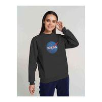 X Nasa Baskılı Füme Antrasit Kadın Sweatshirt