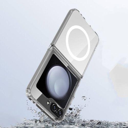 Galaxy Z Flip 6 Kılıf M-safe Şarj Özellikli Şeffaf Sert PC Zore Embos Kapak