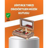 Müzikli Balerin Figürlü Takı Kutusu Piyano Desenli Dekoratif