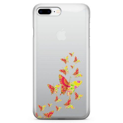 Apple iPhone 8 Plus Kılıf Colorful Kelebek Arka Kapak Koruma Desenli Full Koruyucu