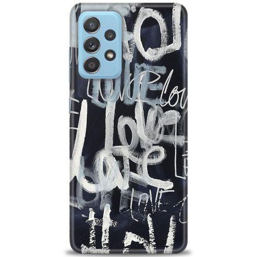 Samsung Galaxy A52s 5G Kılıf HD Baskılı Kılıf - Gri Love + Tam Ekran Koruyucu