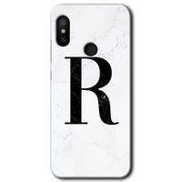 Xiaomi Mi A2 Lite Kılıf HD Desen Baskılı Arka Kapak - Beyaz Mermer Desenli R Harfi