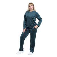 Melsay Butik Parlak Kadife Zümrüt Yeşil Yarım Garni Taşlı Kadın Eşofman Takımı