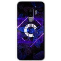 Potkal Hediye Fabrikası Samsung Galaxy S9 Plus Kılıf HD Desen Baskılı Arka Kapak - Dark Neon Yaprak O Harfi