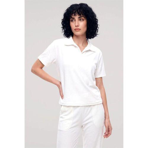 Özel Tasarım Kadın Beyaz Polo Yaka Pijama Takımı %100 Pamuk