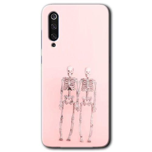 MRCİLETİSİM Xiaomi Mi 9 SE Kılıf Baskılı Kapak - Yaşayan Çift + 5D Tam Kaplayan Cam