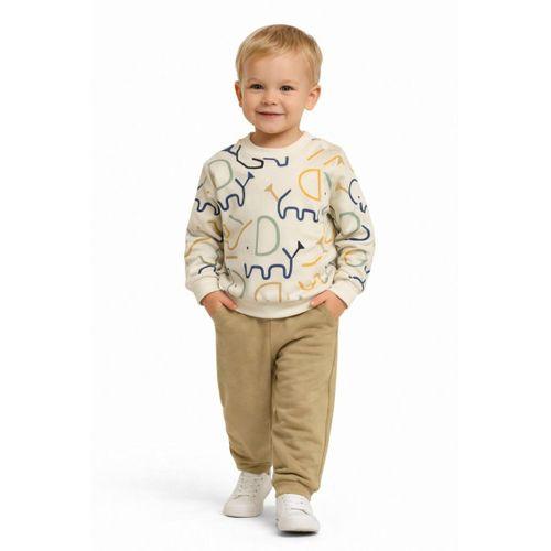 Erkek Çocuk Önü Baskılı Sweatshirt Ve Eşofman Alt Takım BGL-ST05254