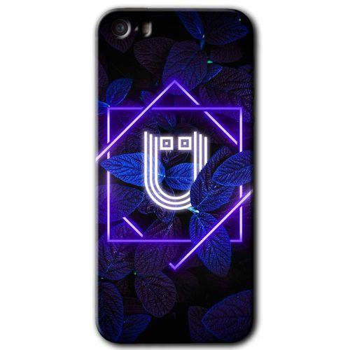 iPhone 5 Kılıf HD Desen Baskılı Arka Kapak - Dark Neon Yaprak Ü Harfi