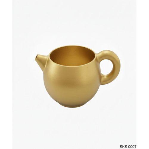 Gold Caydanlik Seklinde Mini Dekoratif Saksi 6 Cm Masa Ustu Ofis Dekoru