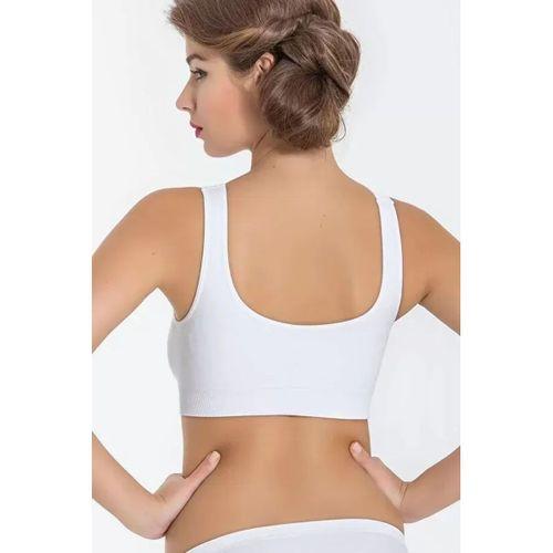 Kadın Beyaz Kalın Askılı Çıkarılabilir Pedli Örme Seamless Dikişsiz Basic Büstiyer