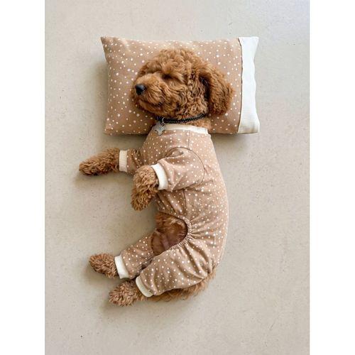 Latte Sprinkles Köpek Uyku Takımı | Pamuklu Penye Köpek Tulumu ve Mini Yastık | Küçük Irklar İçin | Tüy Dökülmesini Azaltır
