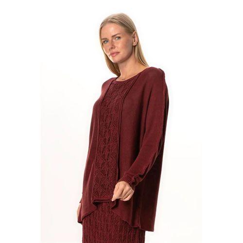 Uzun Kol Elvan Sonbahar ve Kışlık Triko Bluz Bordo Brd