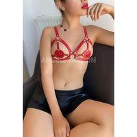 Kırmızı Deri Sütyen Harness