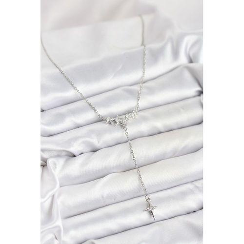 316L Çelik Zincir Gümüş Renk Yıldız Model Y Kadın Kolye