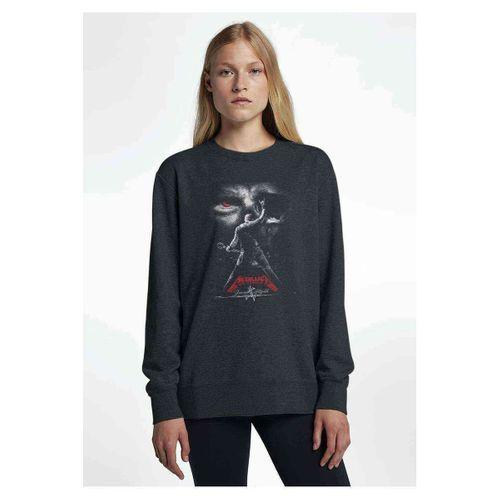 Metallica James Hetfield Signature Rock Metal Baskılı Füme Antrasit Kadın Sweatshirt