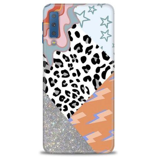 Samsung Galaxy A7 2018 Kılıf HD Baskılı Kılıf - Leopar ve Şimşekler + Tam Ekran Koruyucu