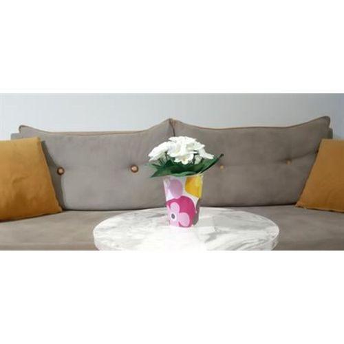2 Adet Vazo Dahil,Vazoda Çiçek,Beyaz Yapay Çiçek,Vazo Dekoratif Kırmızı Papatya  7X7X16Cm