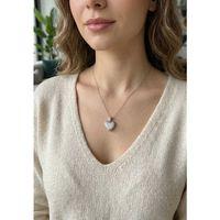 316L Çelik Zincir Gümüş Renk Zirkon Taşlı Kalpli Kadın Kolye