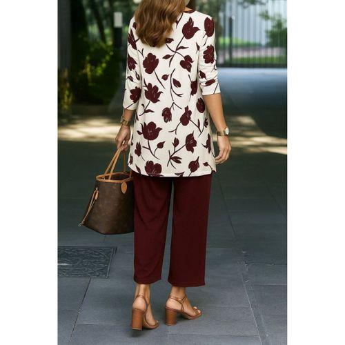 Kadın Uzun Kollu önü Açık Modal Ceket Kolsuz Viskon Iki Iplik Bluz Ve Pantolon üçlü Takım