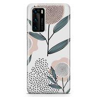 Huawei P40 Kılıf Retro Çiçekler Arka Kapak Koruma Desenli Full Koruyucu