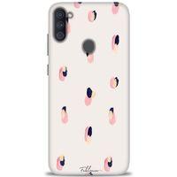 Samsung Galaxy M11 Kılıf HD Baskılı Kılıf - Pembe Lacivert + Tam Ekran Koruyucu