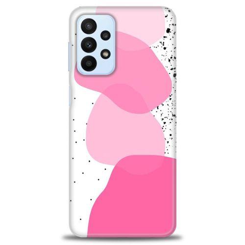 Samsung Galaxy A23 4G Kılıf HD Baskılı Kılıf - Pembe Beyaz Siyah + Tam Ekran Koruyucu