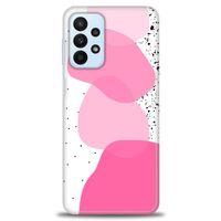 Samsung Galaxy A23 4G Kılıf HD Baskılı Kılıf - Pembe Beyaz Siyah + Tam Ekran Koruyucu