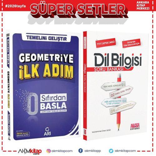 Arı Yayınları 0 Sıfırdan Başla Geometriye İlk Adım ve AKM Dil Bilgisi Soru Bankası Seti 2 Kitap