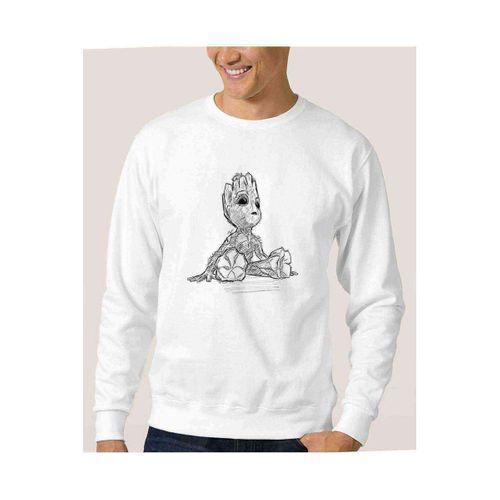 Groot Coloring Baskılı Beyaz Erkek Sweatshirt